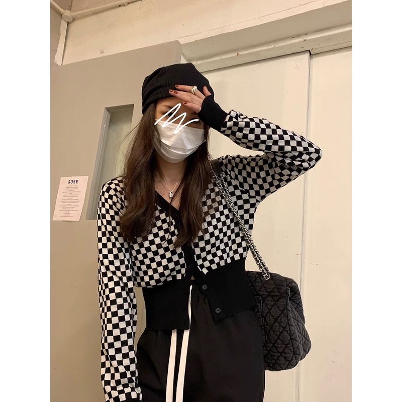 SUXI Áo khoác len tay dài cổ chữ V thời trang cho nữ