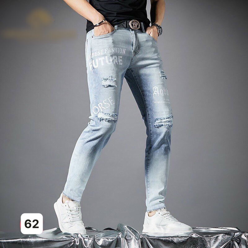 Quần Jean Nam Cao Cấp 💝Freeship💝 Quần Bò Nam Rách Xước Quần Rin Nam Cao Cấp Co Giãn HU351 | BigBuy360 - bigbuy360.vn