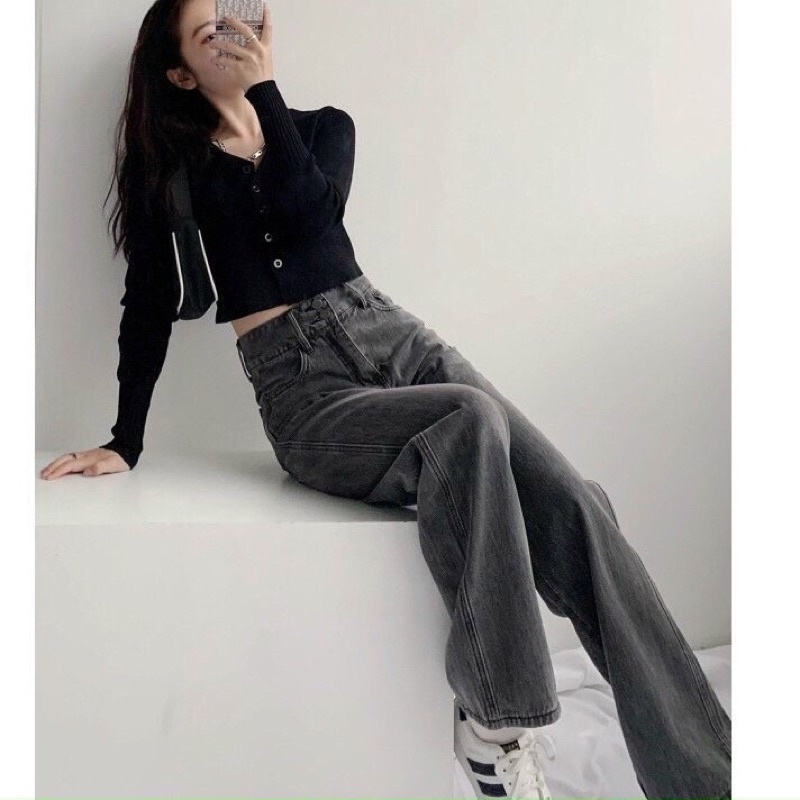 [Kèm video cận chất] Quần jeans ống rộng hack dáng hottrend | BigBuy360 - bigbuy360.vn