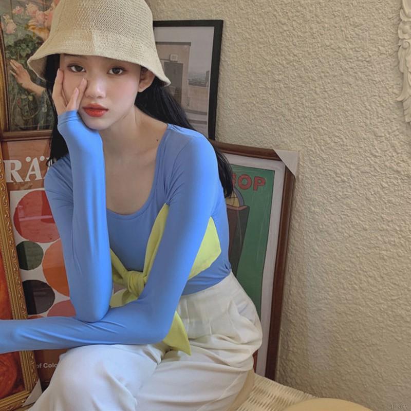 Áo thun tay dài dáng ôm thời trang phong cách Hàn Quốc dành cho nữ