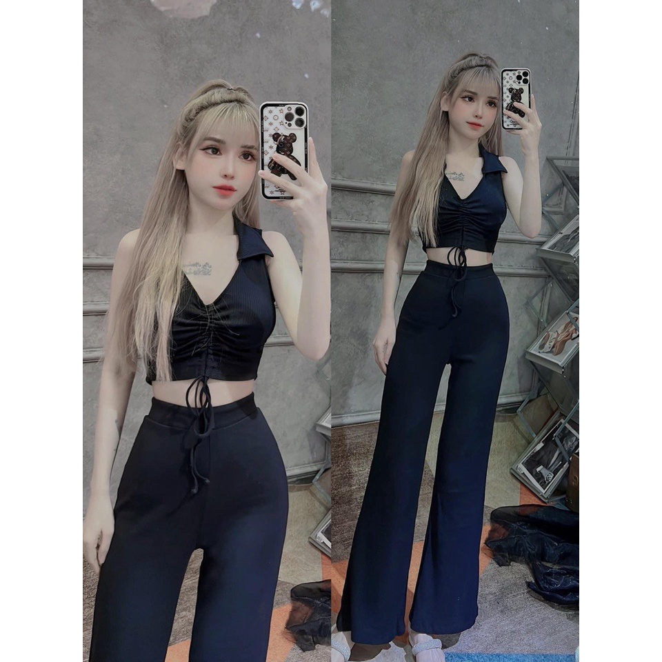 Set Áo Rút Dây Kèm Quần Dài Thun tăm