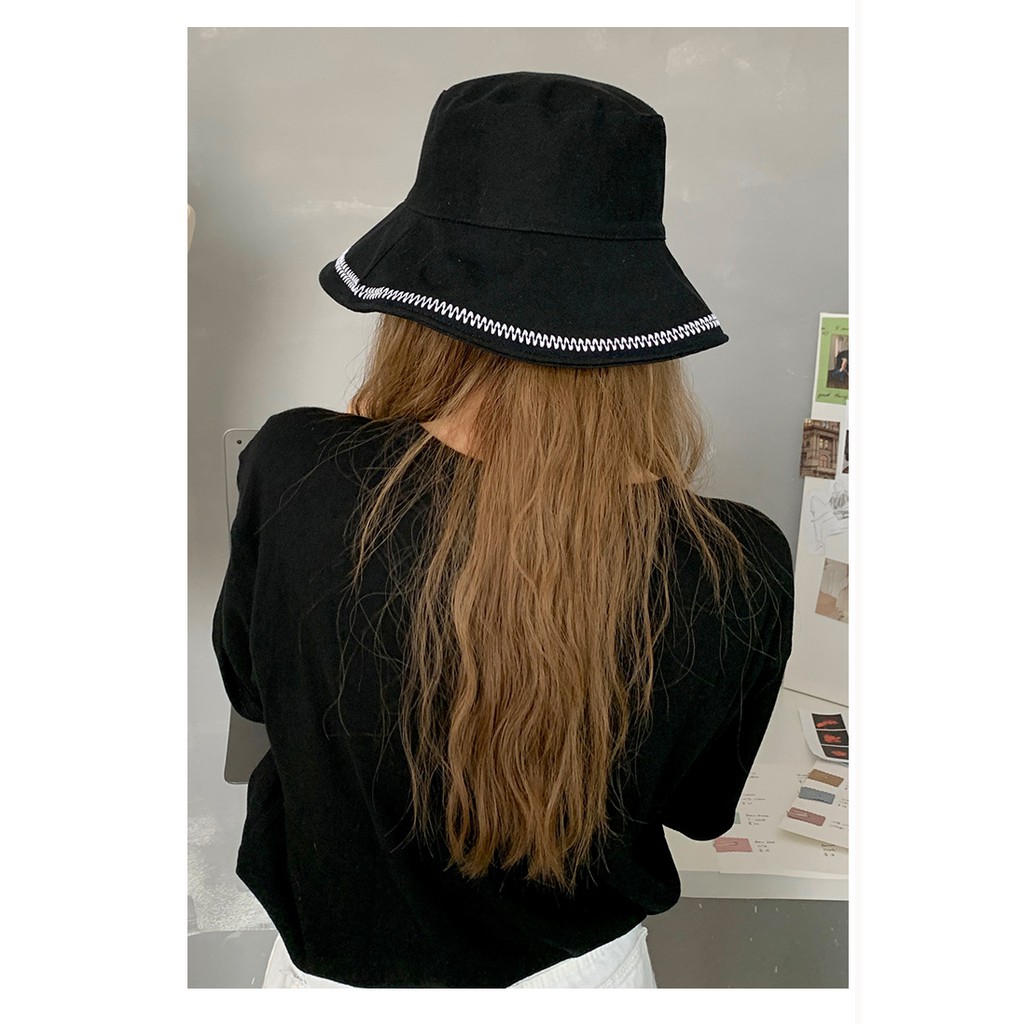 Nón Bucket 2 mặt Màu trơn Mùa Hè Hàn Quốc Mũ xô Tai bèo trơn Thời trang