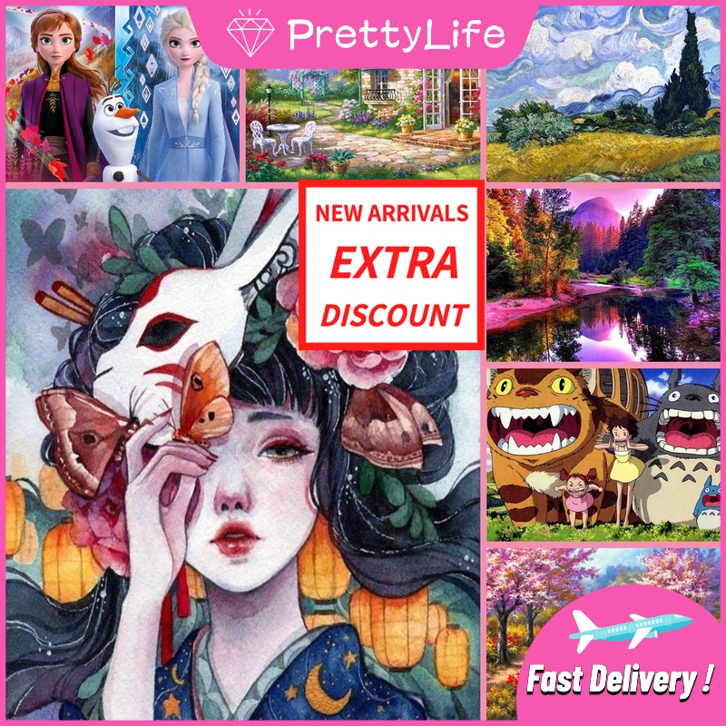 Tranh đính đá 5D tự làm hình cô gái hoạt hình 30x40cm/40x50cm