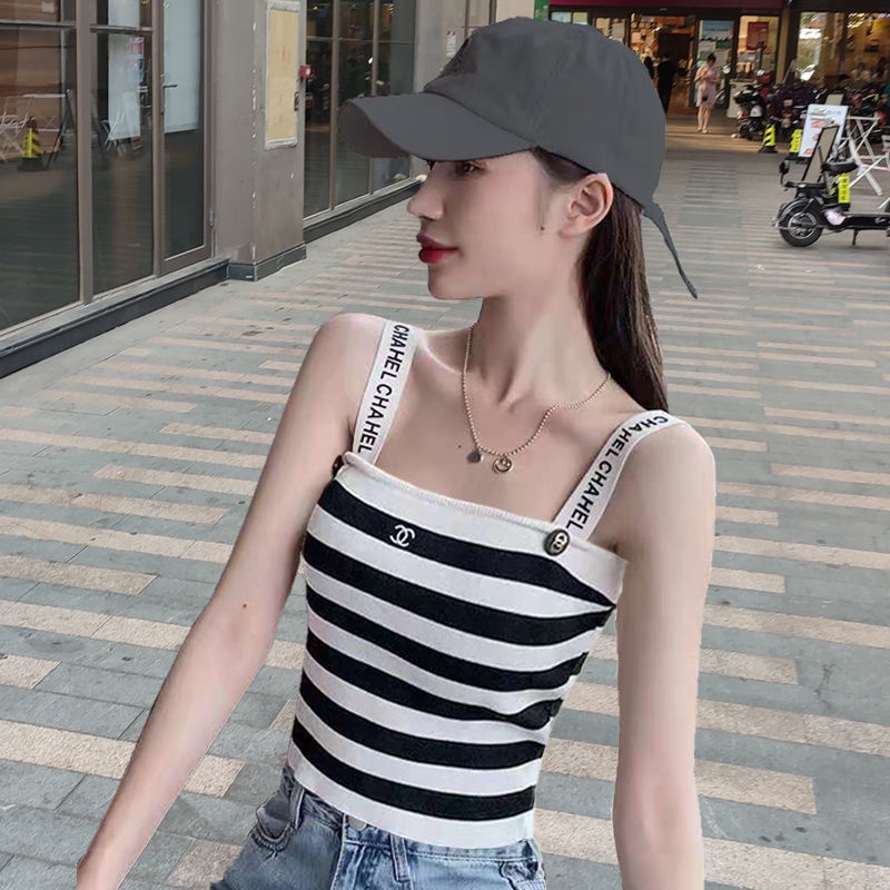 CHANEL Áo Nữ Không Tay Họa Tiết Sọc Thời Trang Quyến Rũ | BigBuy360 - bigbuy360.vn