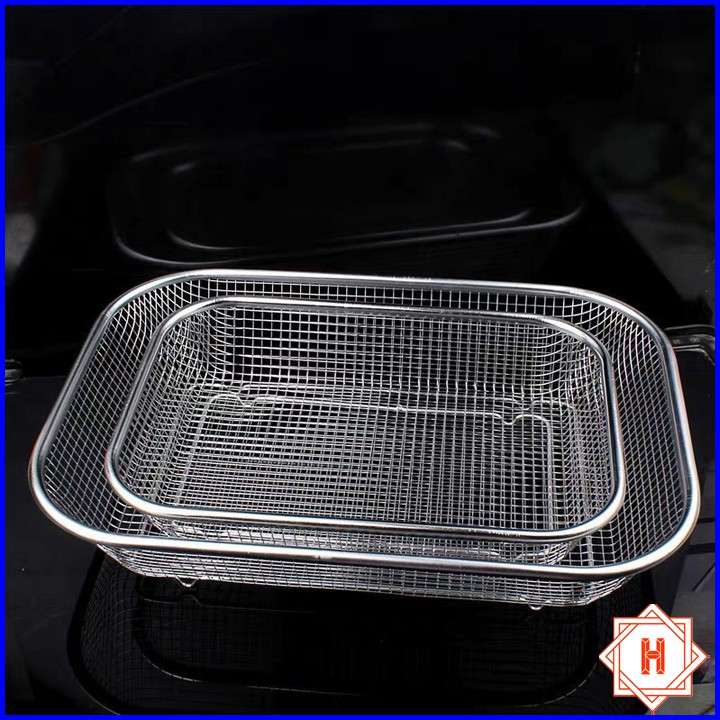 Bộ 2 rổ lưới bằng inox có đế đựng rau củ quả, đựng dụng cụ bền, sáng đẹp { H }