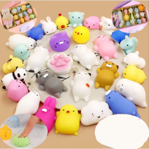 Squishy Mochi squishy mini hình thú DCB22 Dễ Thương mềm mại bóp đã tay cute dán trang trí ốp