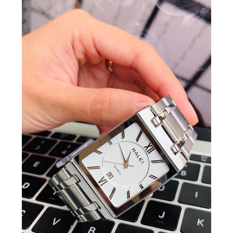 Đồng Hồ Nam, Nữ HALEI HL88 Khung Thép Cao Cấp Mặt Vuông Lịch Lãm Sang Trọng