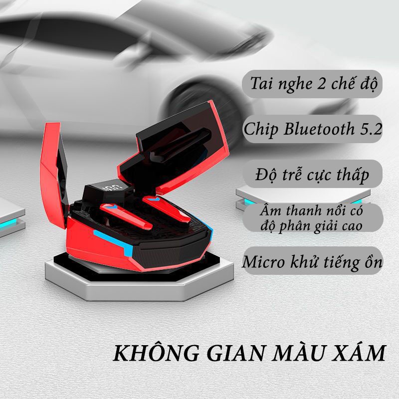 Tai Nghe Gaming Bluetooth 5.3 JX-20 TWS Tai Nghe Chơi Game Không Dây Có Mic Tai Nghe Nhét Tai Siêu Xe - Độ Trễ Cực Thấp