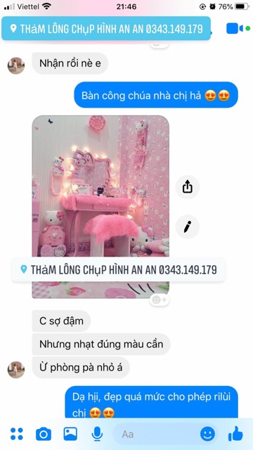 Thảm lông trải bàn trang điểm - Màu hồng lông dài