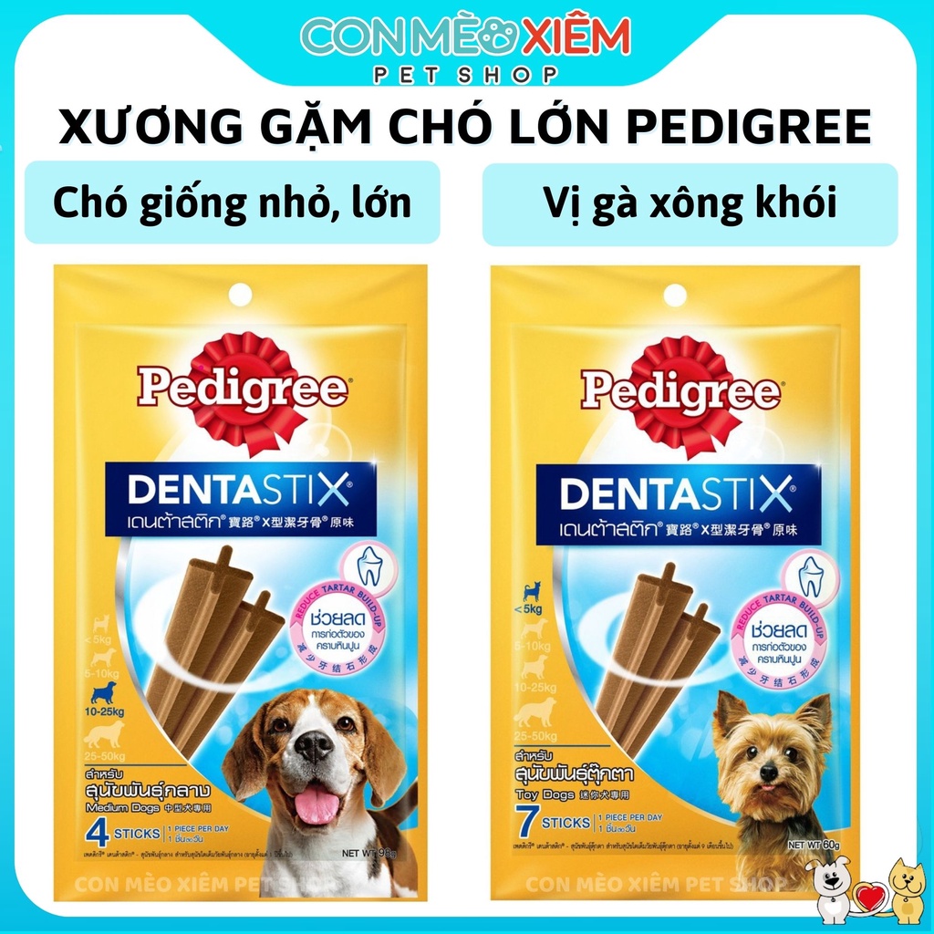 Bánh xương gặm cho chó lớn Pedigree Dentastix 75g 98g, snack sạch răng vị gà Con Mèo Xiêm