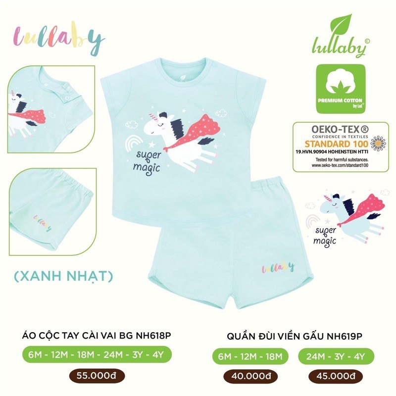 Bộ cộc tay cài vai bé gái Lullaby [NH618P-NH619P]