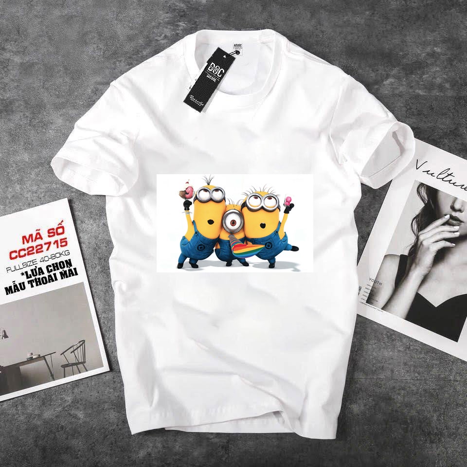 ÁO THUN CỘC TAY Minion Ngộ Nghĩnh IN HÌNH ẤN TƯỢNG CHẤT LIỆU VẢI THUN ĐẸP CHO HỘI NHÓM - 0231