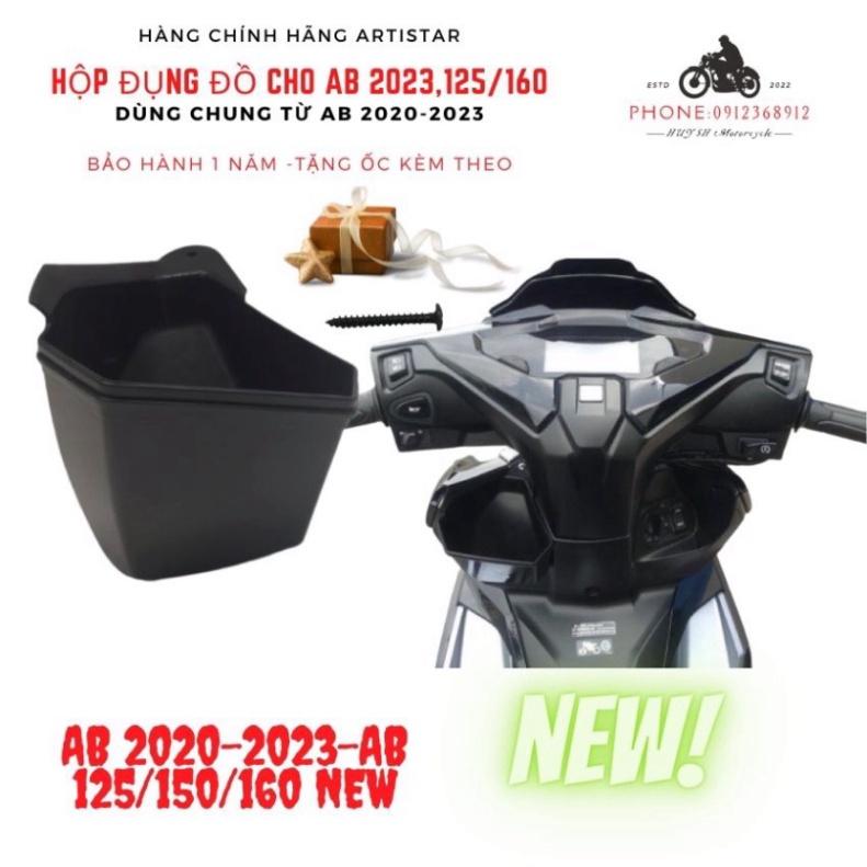 Hộc Đựng Đồ xe AB 2020 đến AB 2022 Mới Artistar chính hãng, hộc trang trí xe air blade, Hộp Đựng Đồ AB 2023 AB 160cc Ảnh