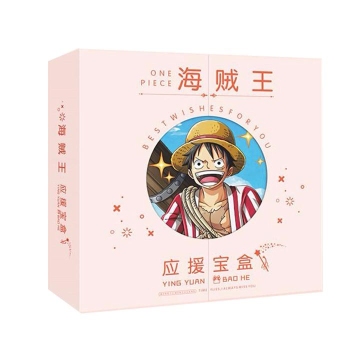 (80) Hộp quà tặng anime One Piece Đảo Hải Tặc viền tròn có poster postcard bookmark banner huy hiệu album ảnh