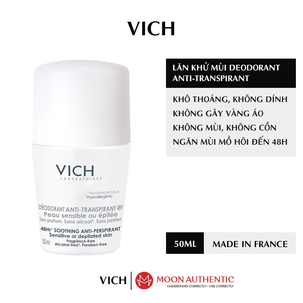 Lăn Khử Mùi Vichy Deodorant Anti-transpirant 48h ( Màu Trắng)