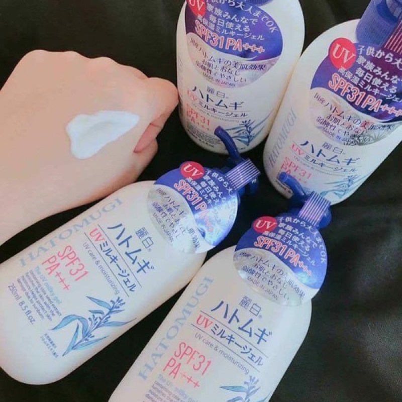 Sữa Dưỡng Thể Chống Nắng, Dưỡng Ẩm &amp; Làm Sáng Da Hatomugi SPF31+ PA++++ Nhật Bản (chai 250ml)