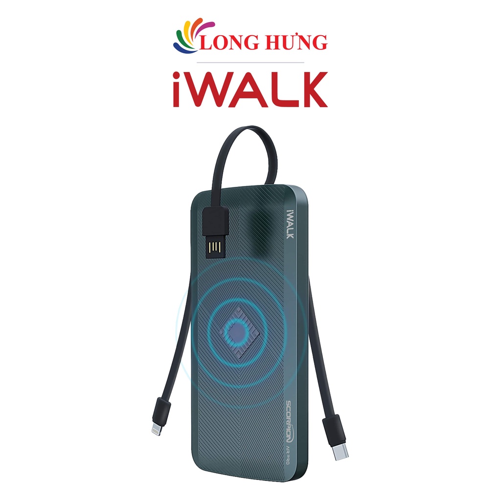 Sạc dự phòng kiêm sạc không dây iWalk 12000mAh 18W PD QC 3.0 UBA12000P - Hàng chính hãng