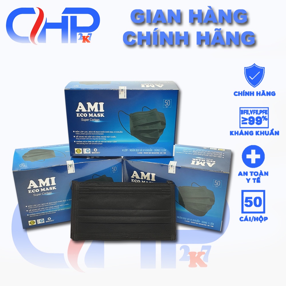 (Giảm giá) Hộp khẩu trang y tế Ami đủ 4 màu chuẩn hãng