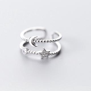 Nhẫn đính đá hình trăng sao phong cách Hàn Quốc thanh lịch dành cho nữ