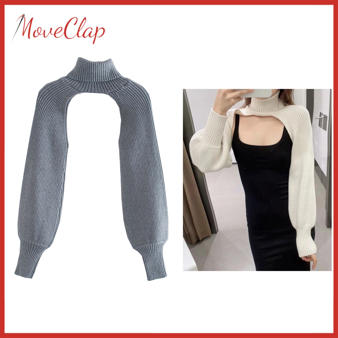 Áo dệt kim cách điệu tay dài cổ lọ thiết kế thời trang dành cho nữ | BigBuy360 - bigbuy360.vn