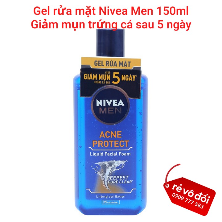 Gel rửa mặt Nivea Men sạch siêu nhanh 150ml - Hàng công ty