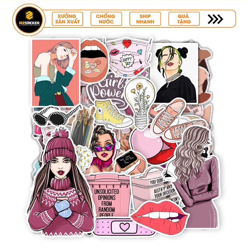 Bộ Sticker Girl Style Cá Tính Trang Trí Sổ Tay