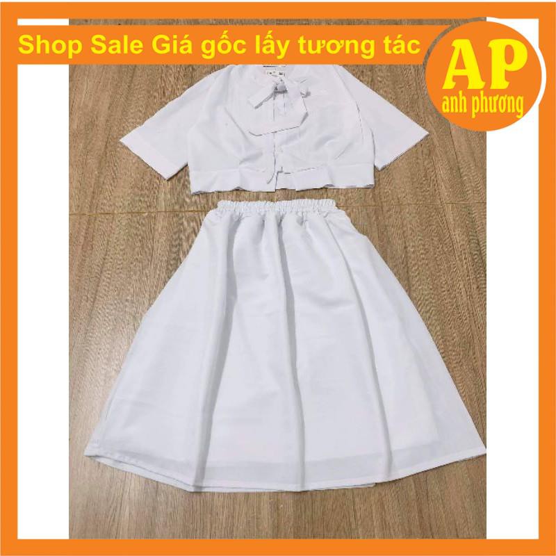 (Ảnh thật và video shop tự quay)Set váy áo Croptop Buộc nơ + Chân Váy Xòe 2 Lớp Siêu Xinh Vintage❤ Sét váy tiểu thư