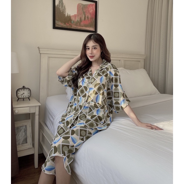 Bộ quần lửng lụa hình