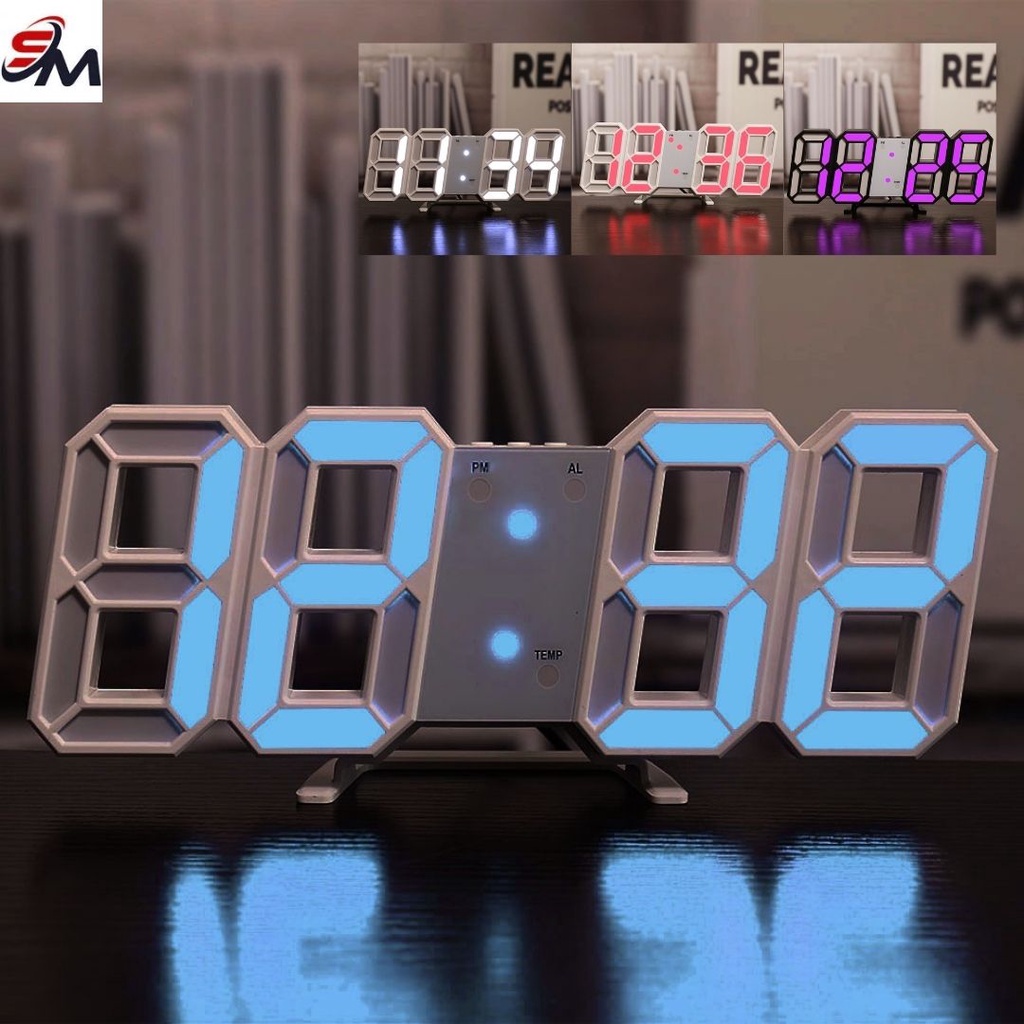 Đồng hồ led treo tường để bàn 3d trang trí decor điện tử đẹp DHLED
