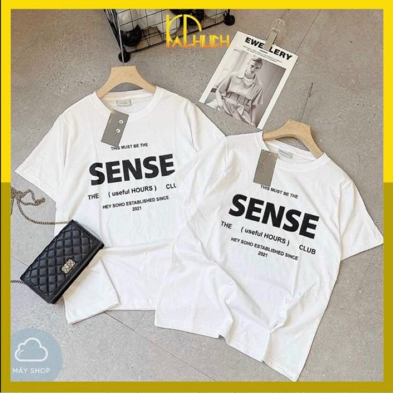 Áo thun tay lỡ nam nữ in chữ sense vải thun cotton hàng đẹp chuẩn bán shop