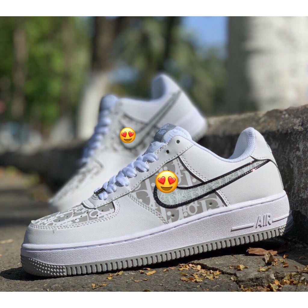Giày Thể Thao Nam Nữ ,Giày Sneaker AF1 Dior Đế xám Cao Cấp Full Box Bill