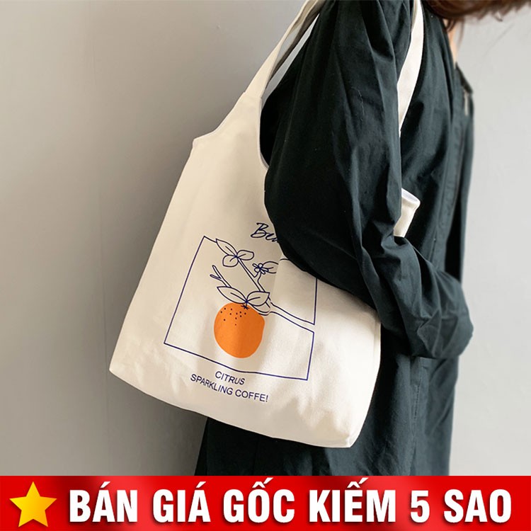 Túi Vải Tote Quả Cam Trên Cành Cỡ Lớn P1399