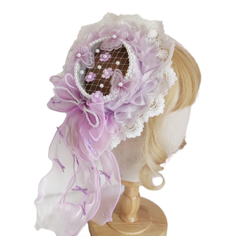 Cài Tóc Đính Nơ Ren Bèo Phong Cách Lolita Cổ Điển