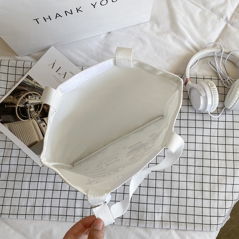 Túi Xách Canvas Sức Chứa Lớn Họa Tiết Hoạt Hình Dễ Thương Cho Học Sinh