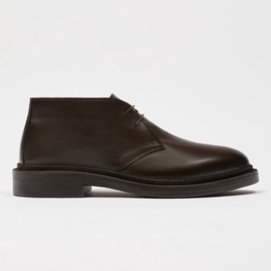 Giày bốt Chukka da nâu mềm Zara authentic ANKLE