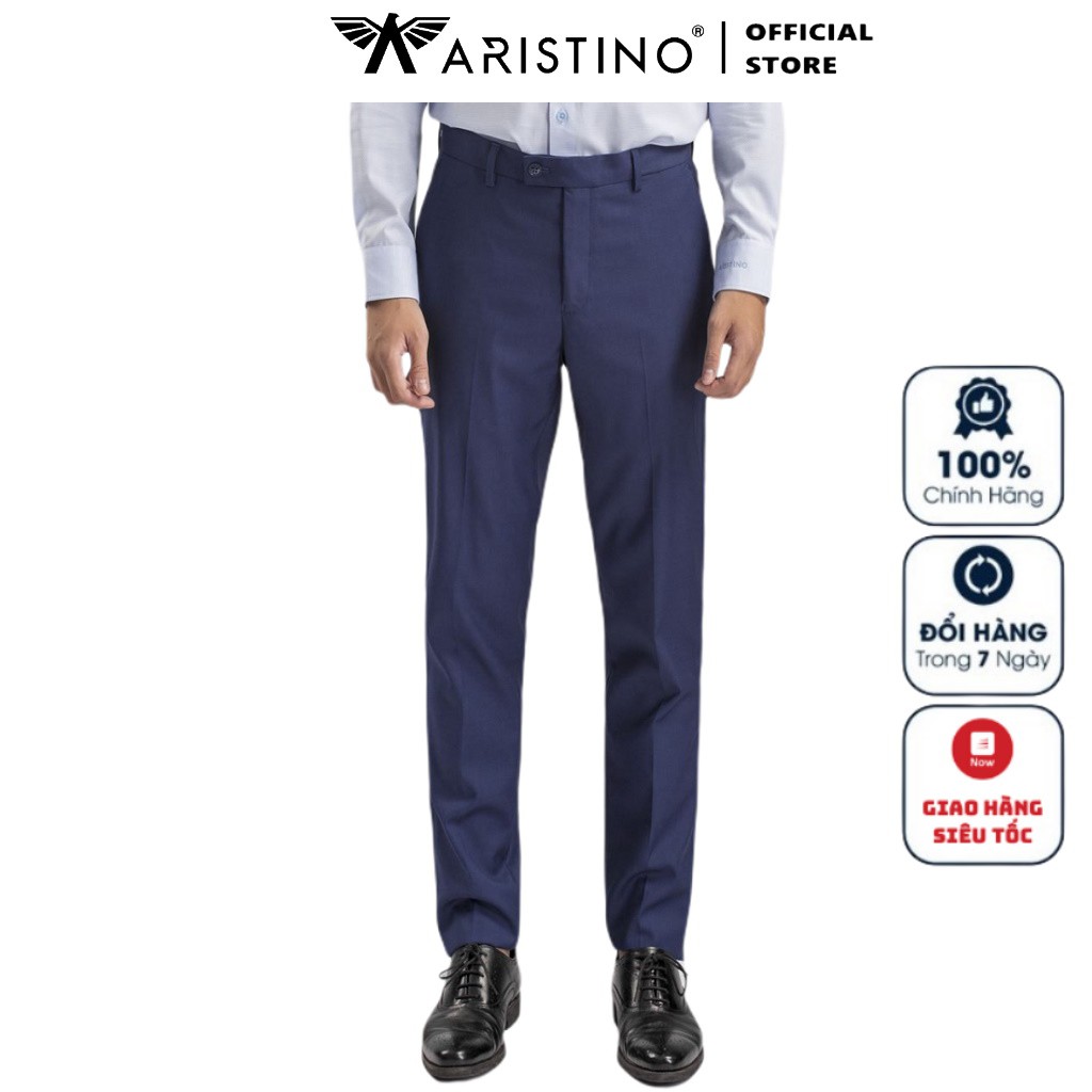 Quần Tây Nam Aristino ATR02108 Quần Âu Nam Màu Xanh Tím Than 29 Form Dáng Slim Fit Chất Liệu Polyester