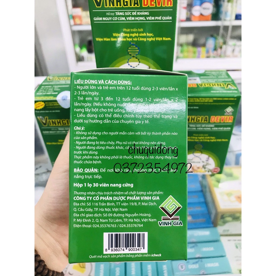 Tăng sức đề kháng, giảm nguy cơ cúm,viêm họng,viêm phế quản DEVIR vinh gia