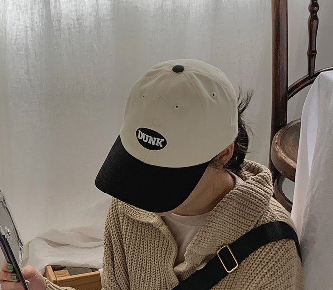 Mũ Bóng Chày Màu Khối Nhãn Tròn  Mũ Lưỡi Trai Thêu Họa Tiết Phối Màu Thời Trang