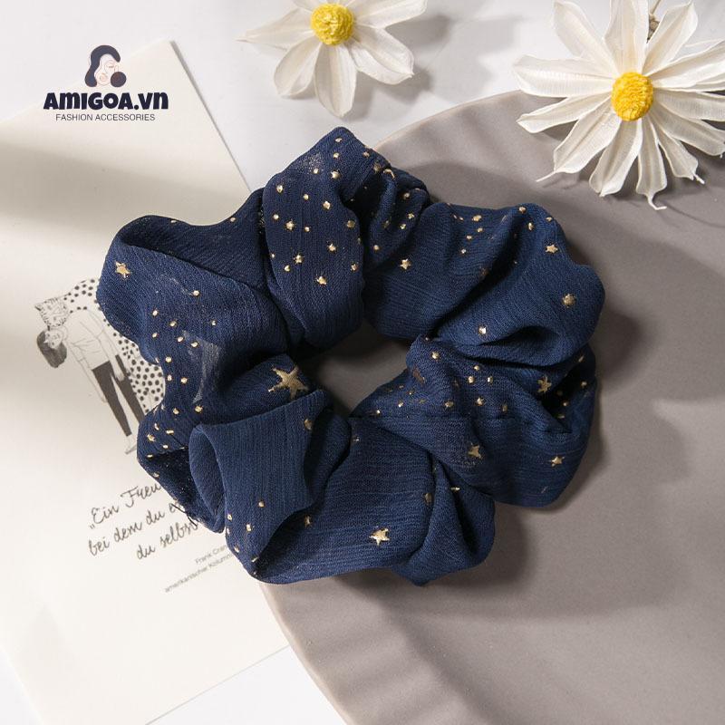 Dây Cột Tóc Cỡ Lớn Họa Tiết Ngôi Sao Phong Cách retro