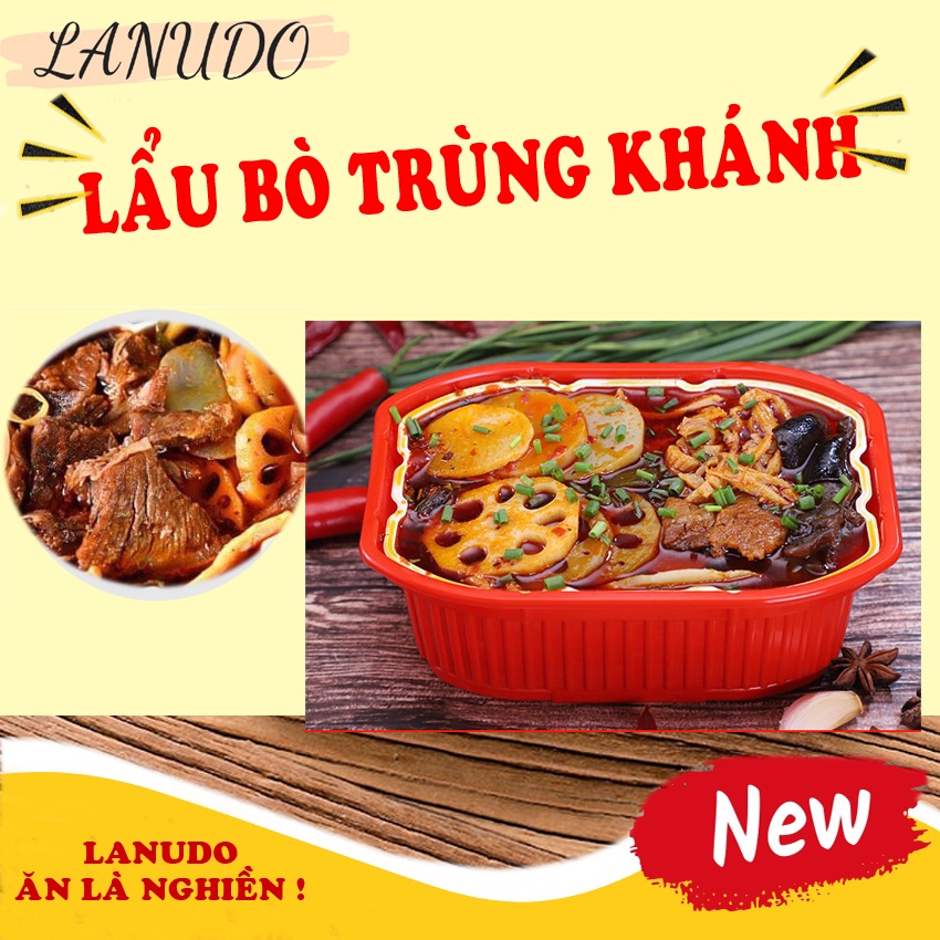 LẨU BÒ TỰ SÔI TÊ CAY TRÙNG KHÁNH ĂN LIỀN VỊ BÒ, HẢI SẢN SIÊU NGON LOẠI 310 GAM