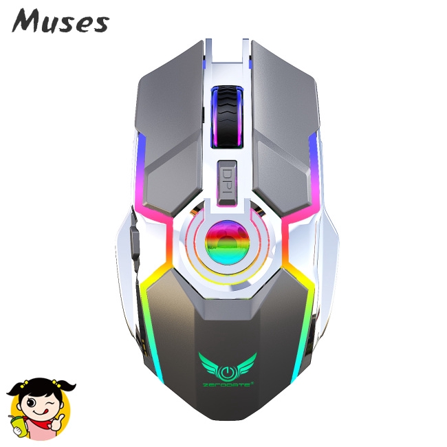 Muse07 Rechargeable Wireless Mouse Silent Ergonomic Gaming Mouse RGB Backlight for Laptop Computer