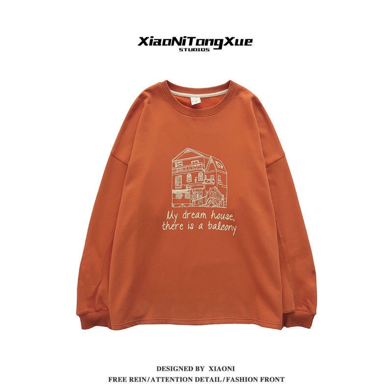 Áo swt cam, tím in hình