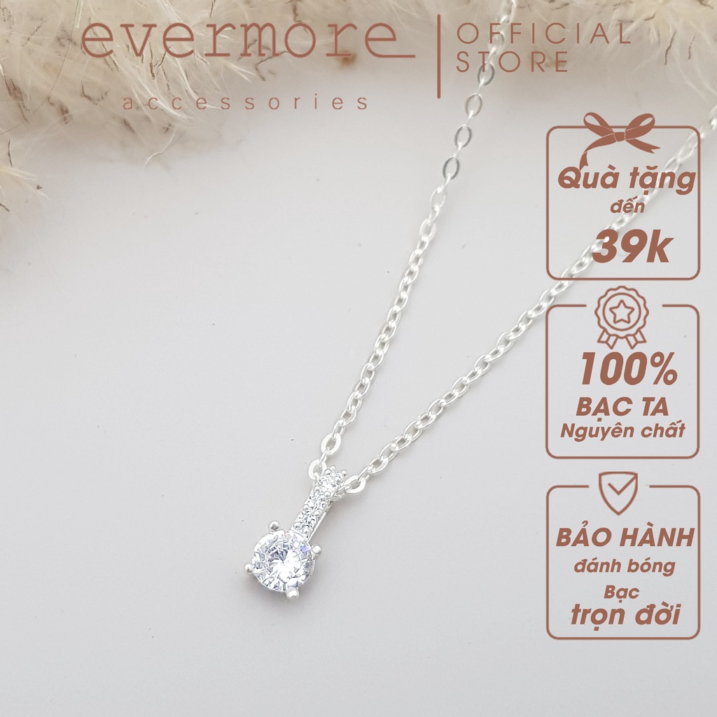 Dây chuyền bạc EVERMORE, vòng cổ bạc ta đính đá 5mm Merida - minimalist, thanh lịch - D040