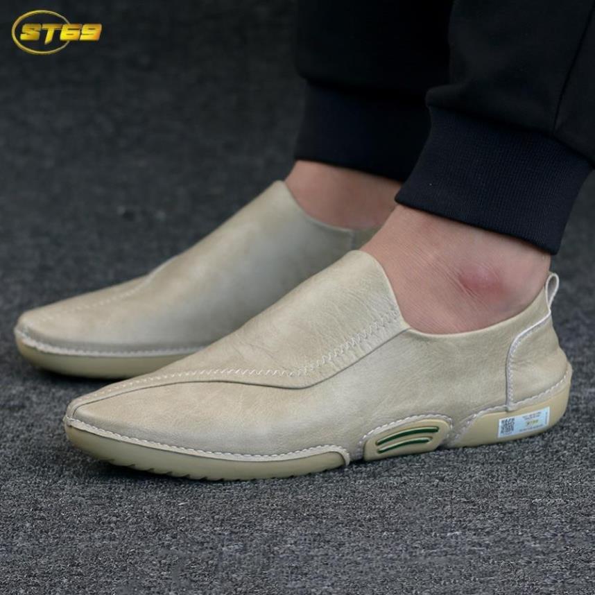 Giày lười nam ST69 Mọi Slip On trẻ trung da bò NAPPA 100% đế cao su đúc chống trơn trượt -ST03 . #