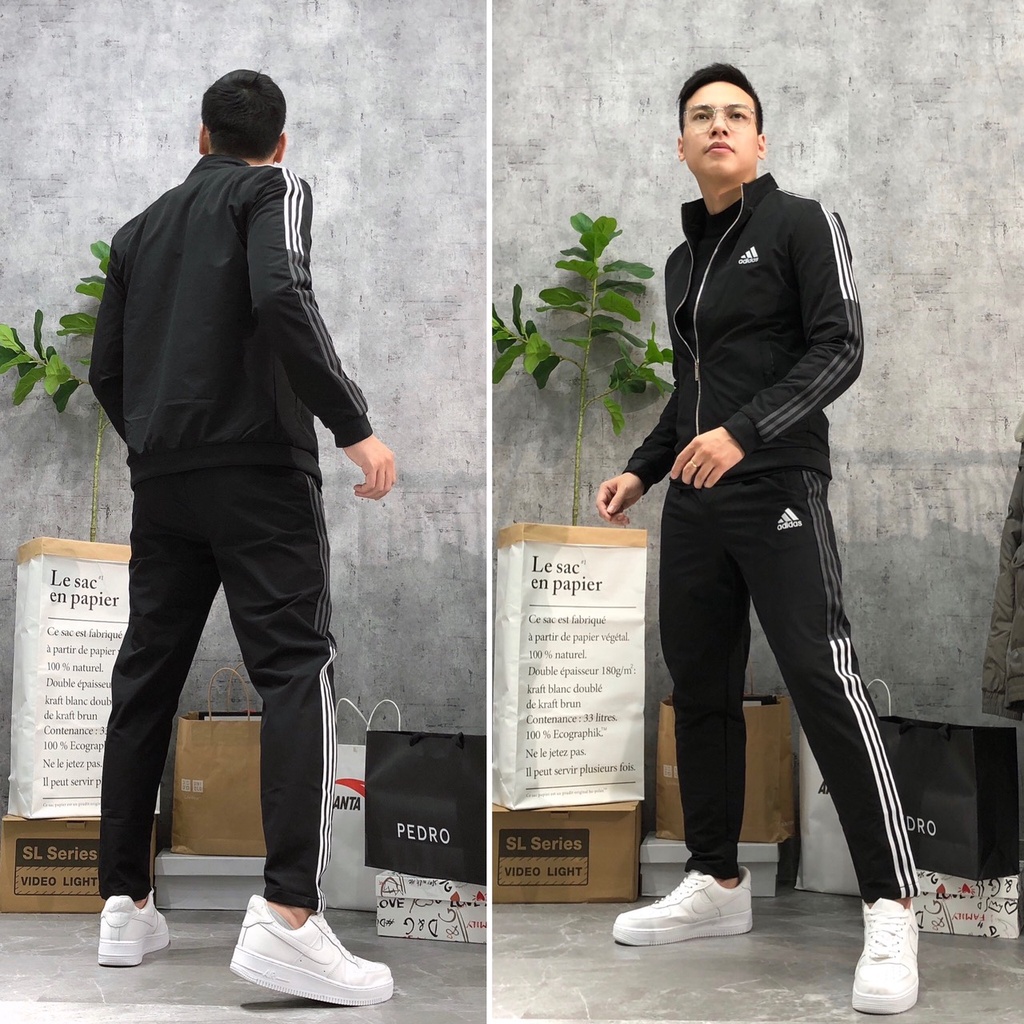 Bộ thể thao nam thu đông kéo khóa 3 sọc cao cấp bigsize xuất khẩu 2 lớp BSU 022 - K005