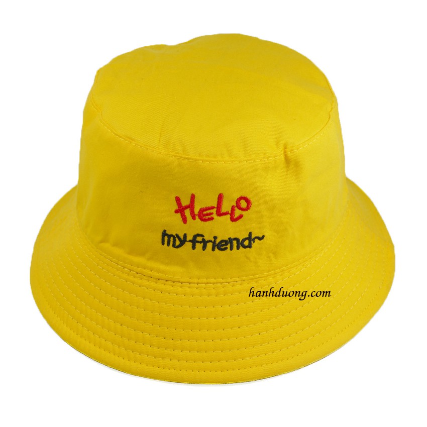 [ Hình thật ] Nón bucket 2 mặt Hello My Friend mũ tai bèo nữ vành nhỏ được may với chất liệu cotton cao cấp, thoáng mát