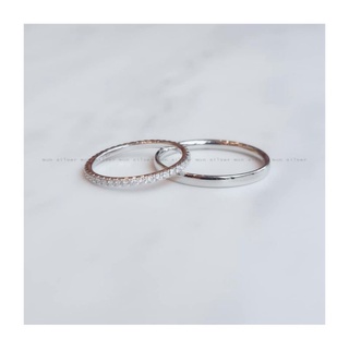 nhẫn đôi hàng đá mảnh