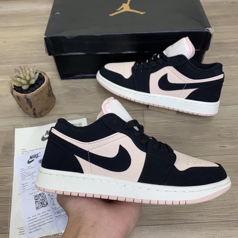 Giày Sneaker Nam Nữ - Giày Nike Jordan JD 1 Low Hồng Đen Cổ Thấp Cao Cấp Full Box Bill