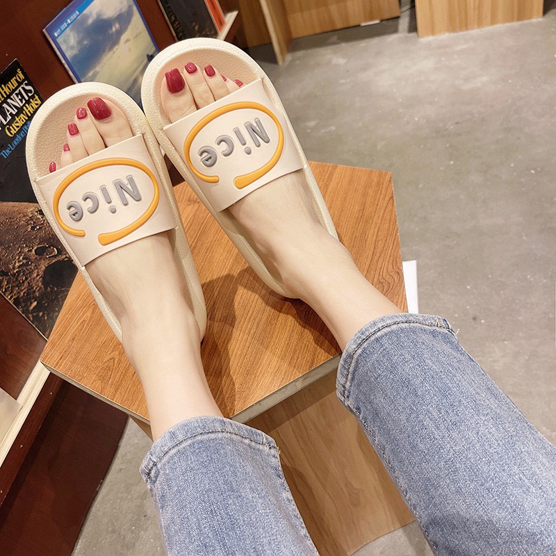 Dép Nữ thời trang MWC Dép quai ngang phối chữ ngộ nghĩnh nổi bật siêu HOT NUDE- 8122