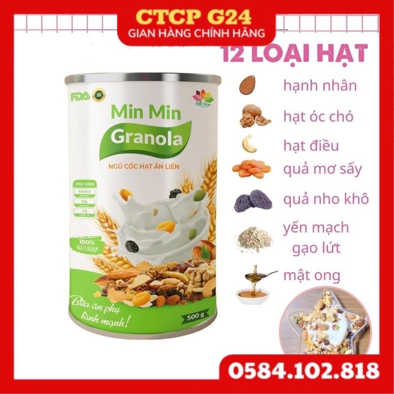 Ngũ cốc hạt mix trái cây 01kg-Granola không đường,Ngũ cốc hạt dinh dưỡng min min.